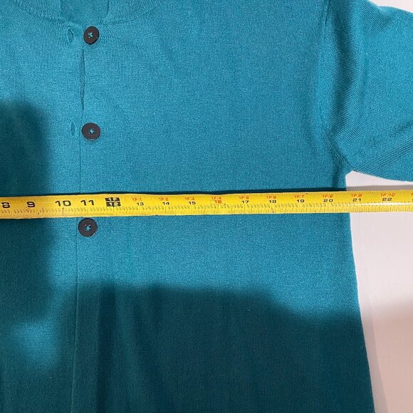 J. Jill Womens Teal Cardigan Sweater M Polyester Wool Blend With Pockets - Picture 15 of 16
